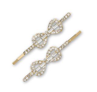 Genuine Elegante Hairpin. Set of Two Gold Tone Crystal Bow Fashion Hairpins. 100% Satisfaction Guaranteed.: BSE: Jewelry