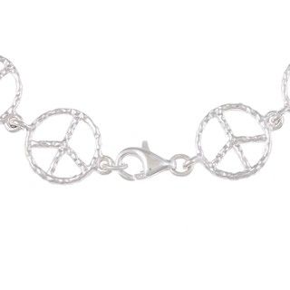 La Preciosa Sterling Silver Peace Symbol Link Bracelet La Preciosa Sterling Silver Bracelets
