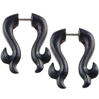 16g 16 gauge 1.2mm (shaft size) black alloy fake cheater illusion ear rings earrings earlets FBL 114   face of plugs look like 2g 2 gauge (6mm)   Pierced Body Piercing Jewelry ALAA  Sold as a Pair: Jewelry