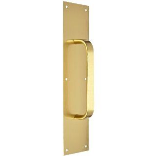 Rockwood 126 X 70C.4 Brass Pull Plate, 16" Height x 4" Width x 0.050" Thick, 8" Center to Center Handle Length, 1" Half Round Handle Diameter, Satin Clear Coated Finish: Hardware Handles And Pulls: Industrial & Scientific