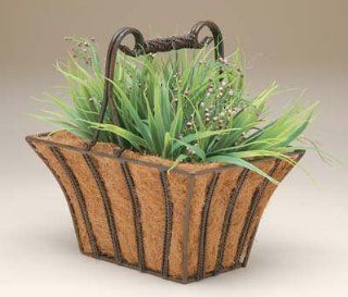 Deer Park BA127 Rectangular Twist Basket with Cocoa Moss Liner : Hanging Planters : Patio, Lawn & Garden