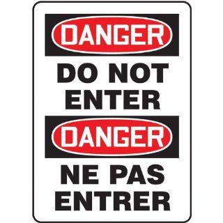 Accuform Signs FBMADM129VP Plastic French Bilingual Sign, Legend "DANGER DO NOT ENTER/DANGER NE PAS ENTRER", 14" Width x 20" Length, Black/Red on White: Industrial Warning Signs: Industrial & Scientific