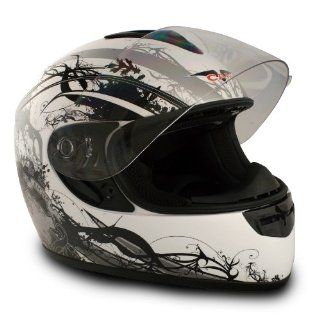 VCAN V136 Full Face Helmet (Silver, Large): Automotive
