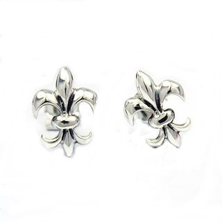 Sterling Silver Chic Fleur de Lis Inspired Stud Earrings (Thailand) Earrings