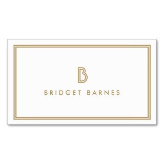 ART DECO MONOGRAM INITIAL LOGO in GOLD and WHITE Business Card Templates