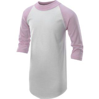 Soffe Youth Baseball Jersey Tee (Medium, White/Pink): Clothing