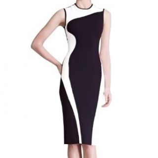 Little Hand Womens Color Matching Vintage Bodycon Pencil Dress 02L at  Womens Clothing store: