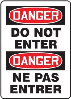 Accuform Signs FBMADM139VA Aluminum French Bilingual Sign, Legend "DANGER DO NOT ENTER/DANGER NE PAS ENTRER", 10" Width x 14" Length x 0.040" Thickness, Black/Red on White: Industrial Warning Signs: Industrial & Scientific