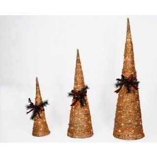 Holiday Living Set of 3 Gold Color Grapevine Cone Christmas Trees : String Lights : Everything Else