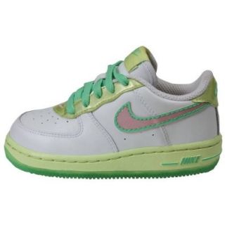 Nike Air Force 1 Toddlers Size 4 (White / Perfect Pink / Lime) 314221 163: Basketball Shoes: Shoes