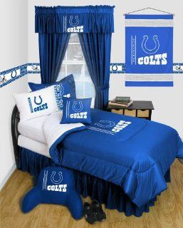 Indianapolis Colts   Locker Room   3 Pc TWIN Comforter Set and One Matching Window Valance (Comforter, 1 Sham, 1 Bedskirt, 1 Matching Window Valance) SAVE BIG ON BUNDLING!: Everything Else