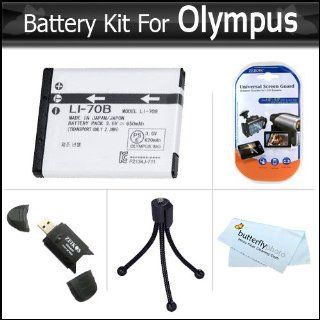 Battery Kit For Olympus VG 160, VG 140, VG 145, VG 130, VG 120, VG 110 Digital Camera Includes Replacement Extended (800mAh) LI 70B Battery + LCD Screen Protectors + USB 2.0 High Speed SD Card Reader + Mini Tabletop Tripod + MicroFiber Cleaning Cloth : Cam