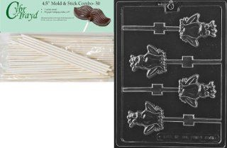 Cybrtrayd 45St50 A145 Frog Prince Lolly Animal Chocolate Candy Mold with 50 4.5 Inch Lollipop Sticks: Kitchen & Dining