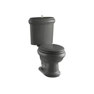 KOHLER Revival 2 piece 1.6 GPF Elongated Toilet with Seat and Trim in Thunder Grey K 3555 BV 58