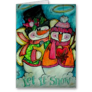 Let It Snow   Snowman Angels Greeting Card