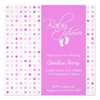 Script Polka Dot Girl Baby Shower Invite