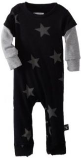 NuNuNu Unisex Baby Newborn Super Soft Play Suit with Star Design, Black, 6 12 Months: Clothing