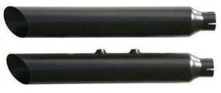 Rush Exhaust 3in. Slip On Mufflers   1.75in. Baffle   Baloney Cut   Black , Color: Black 28614 175: Automotive