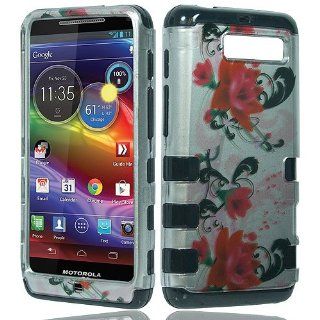 Pink White Flower Hard Soft Gel Dual Layer Grip Cover Case for Motorola Droid RAZR M XT907: Cell Phones & Accessories