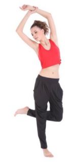Colorfulworldstore Yoga Korean fashion styles sportswear suits 2sets(Sexy Yoga Vest+Lantern Yoga Pants) (L 155~165CM <=55KG, Red+Black): Clothing
