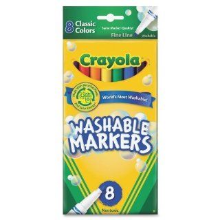Crayola Washable Thinline Marker   Ink Color: Red, Orange, Yellow, Green, Blue, Violet, Brown, Black   8 / Set: Toys & Games