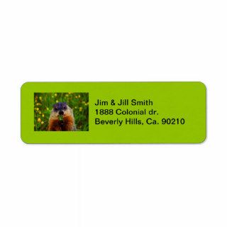 Happy Groundhog Day Eating Flower Return Address Labels