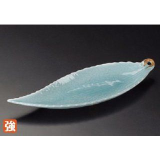 sushi plate kbu199 08 202 [9.06 x 2.88 x 0.79 inch] Japanese tabletop kitchen dish Out with dish leaves ground with blue and white dish out dish [23x7.3x2cm] strengthening Japanese restaurant inn restaurant business kbu199 08 202: Kitchen & Dining