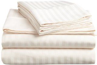 300 Thread Count Egyptian Cotton Stripe Sheet Set Size California King, Color Ivory   Childrens Pillowcase And Sheet Sets