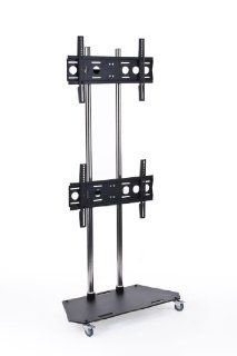 Dual Monitor Floor Stand with 2 VESA Compatible Brackets, Fits 42" to 60" Flat Screen Monitors, Heavy Duty Steel (Black) Electronics