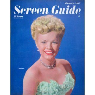 SCREEN GUIDE June Haver cover, January 1947. Inside full page Hirschfeld ad TIL CLOUDS ROLL BY with Judy Garland, Ginger Rogers article, Betty Hutton's baby shower, Joan Crawford article, Henry Fonda article. SCARCE issue: Books