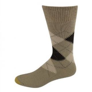 Gold Toe Men's Socks Nottingham Argyle Crew Khaki 1 pair: Clothing