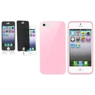 CommonByte For iPhone 5 5G Light Pink Jelly TPU Case Skin+Privacy Filter Guard Protector: Cell Phones & Accessories