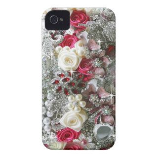 Diamond Bling Bling Bouquet,Red,White & Silver Case Mate iPhone 4 Cases