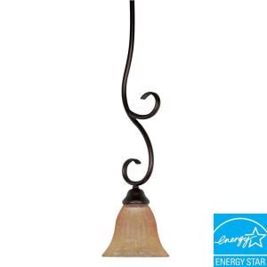 Glomar Moulan 1 Light Hanging Copper Bronze Mini Pendant with Champagne Shade HD 2409