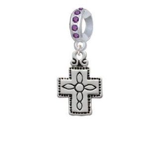 Large Southwestern Antiqued Cross Amethyst Crystal Charm Bead Dangle: Delight Jewelry: Jewelry