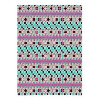 Pink Aqua Geometric Pattern Print