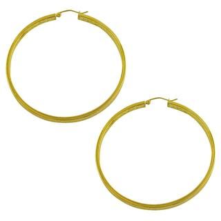 Fremada 10k Yellow Gold 55 mm Diamond cut Flat Hoop Earrings Fremada Gold Earrings