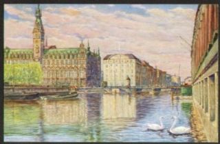 Rathaus Reichsbank Hamburg postcard Max Ullmann 191?: Entertainment Collectibles