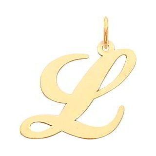 14K Yellow Gold Large Fancy Script Initial L Charm: Clasp Style Charms: Jewelry