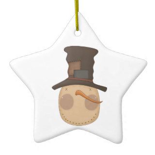 prim snowman head with hat christmas tree ornament