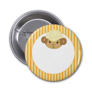 Cute Baby Monkey Head Wearing A Yellow Hat Pins