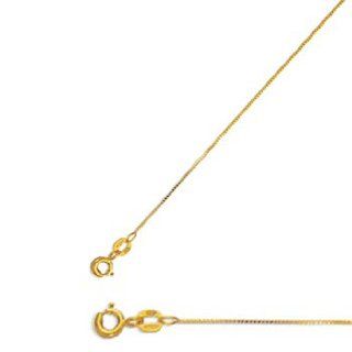 18" 10K Yellow Gold 0.6mm (0.02") Polished Box Chain w/ Spring Ring Clasp: Jewelry