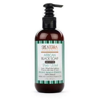 Shea Terra Organics African Black Soap Menthe Body Wash 236 Ml : Bath Soaps : Beauty