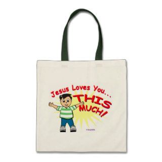 Jesus loves you this much Christian gift design Canvas Bag