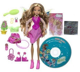 WINX Club   Flora Doll with Extra Outfit, Shoes, Bracelet and Trading Card: Toys & Games