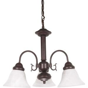 Glomar Ballerina 3 Light 20 in. Old Bronze Chandelier with Alabaster Glass Bell Shades HD 184