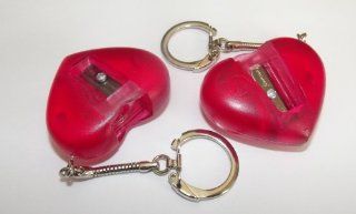 Jelly Red Heart Key Ring Pencil Sharpener, 1 hole Polystyrene Sharpener. 2 Pack : Office Products
