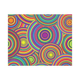 Retro Rainbow Circles Pattern Gallery Wrap Canvas
