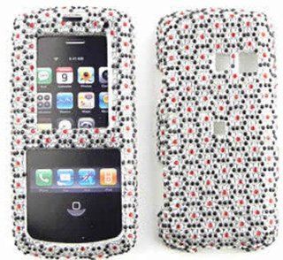 LG Banter UX265 AT&T Full Diamond Crystal, Black Hexagons on White Full Rhinestones/Diamond/Bling   Hard Case/Cover/Faceplate/Snap On/Housing: Cell Phones & Accessories