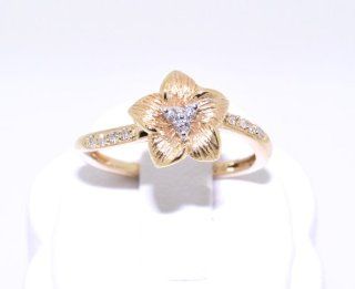 14K Yellow Gold Diamond Flower Ring: Jewelry